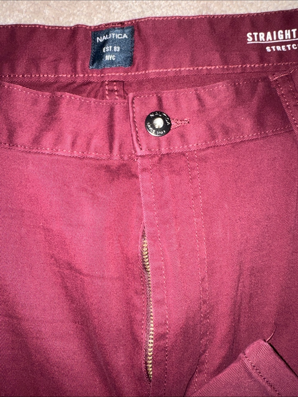 Nautica Men's Straight Fit Chinos in Burgundy - Picture 3 of 8